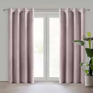 Zasłona pudrowy róż z tkaniny welwetowej 140x250 cm przelotka ROSA Design 91 Eurofirany