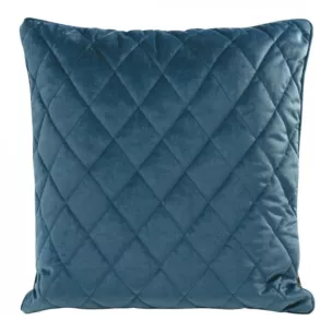 Poduszka 50 x 50 cm granatowa pikowana we wzór karo z ozdobną wypustką na brzegach VELVET 28 Eurofirany