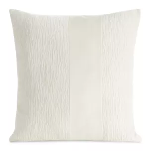 Poszewka na poduszkę 45x45 cm kremowa szenilowa zdobiona pionowym pasem z welwetu CARLA 05 Eurofirany