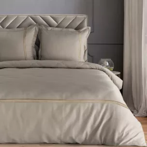 Pościel 220x200 z satyny bawełnianej kolor bezowy, złoty styl klasyczny HAFT 4 Eurofirany Premium