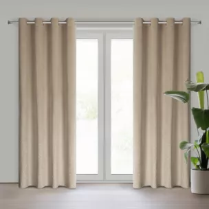 Zasłona beżowa z kryształkami i welwetowej tkaniny 140x250 cm przelotka ARIADNA Eurofirany