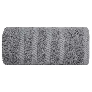 Ręcznik kąpielowy 100x150 cm bawełniany kolor stalowy z ozdobną bordiurą 500 g/m2 MILO Eurofirany