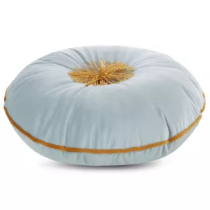 Poduszka okrągła średnica 40 cm welwetowa jasnomiętowa ze złotym chwostem i lamówką VELVET 67 Eurofirany