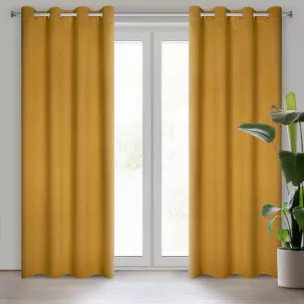 Zasłona miodowa  zaciemniająca o strukturalnym wzorze  135x250 cm przelotka CARLO Eurofirany