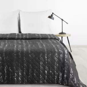 Narzuta grafitowo, srebrna 220x240 cm zdobiona przecieranym wzorem i pikowana metodą hot press BLINK 1 DESIGN 91 Eurofirany