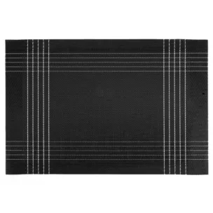 Podkładka na stół czarno, złota 30x45 cm KARA zdobiona w subtelna kratkę Eurofirany