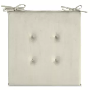 Poduszka na krzesło 40 x 40 x 3 cm welwetowa kremowa z ozdobnym pikowaniem i praktycznymi troczkami GAJA Eurofirany