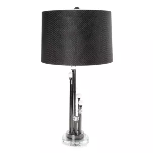 Lampa stołowa do pokoju czarna ISLA zdobiona kryształkami Eurofirany