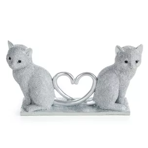 Figurka srebrna w kształcie uroczych kotków o drobnym strukturalnym wzorze 22x7x12 cm ELDO Eurofirany