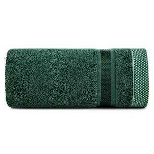 Ręcznik kąpielowy 100X150 cm bawełniany kolor ciemnozielony z bordiurą w paski 500 g/m2 ABBIE Eurofirany