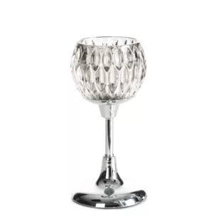 Świecznik dekoracyjny srebrno, grafitowy ze szlanym tłoczonym kielichem  średnica 11x22 cm SALMA Eurofirany