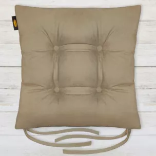 Poduszka na krzesło dwustronna 40 x 40 x 8 cm welurowa ciemnobeżowa ADORE Eurofirany