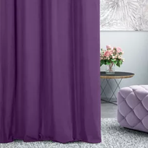 Zasłona szyta na taśmie 5 cm DORA - HIT fioletowa z miękkiej tkaniny o welurowej strukturze