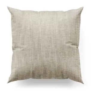 Poszewka szyta beżowa z tkaniny w stylu eko o naturalnym splocie, z efektem melanżu, wykończona obciążnikiem