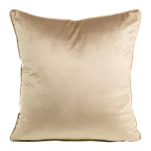 Poszewka na poduszkę 40x40 cm welwetowa, dwukolorowa z ozdobną wypustką na brzegach ciemnobeżowa, ciemnoniebieska MEL Eurofirany