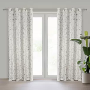 Zasłona kremowo, złota z efektem błyszczącej przecierki z welwetu 140x250 cm na przelotka KORNELIA Eurofirany