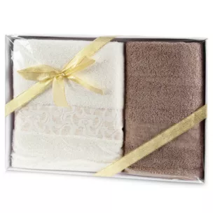 Zestaw ręczników bawełnianych 2 szt kolor kremowy, beżowy 450 g/m2 BLINK Eurofirany