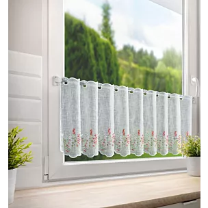 Tkanina firanowa zazdrostka zdobiona haftem polnych kwiatów Eurofirany