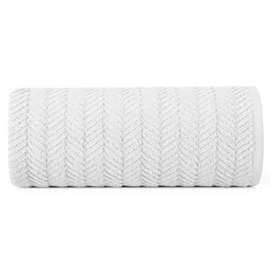 Ręcznik do rąk 30x50 cm bawełniany kolor biały zdobiony wzorem jodełki 550 g/m2 ETNO Eurofirany