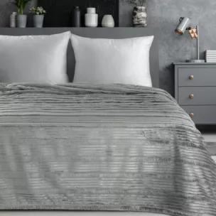 Koc 200x220 cm szary, typu flano z wzorem 3D NINA Eurofirany