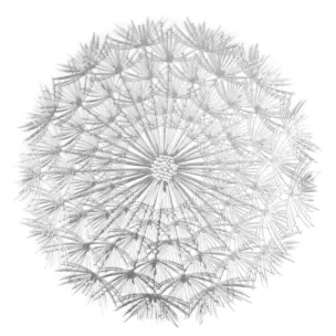 Podkładka okrągła na stół srebrna średnica 38 cm SUZI z ażurowym wzorem w formie dmuchawca