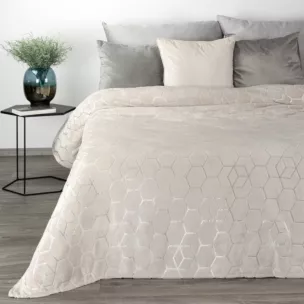 Koc 150x200 cm kremowy z geometrycznym nadrukiem MALIBU Eurofirany