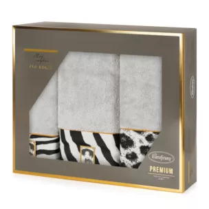 Zestaw ręczników bawełnianych 3 szt kolor srebrny ,czarny 500 g/m2 Eva Minge Eurofirany