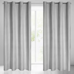 Zasłona srebrno, szara z nadrukiem pepitki z welwetu 140x250cm przelotka DARCY Eurofirany