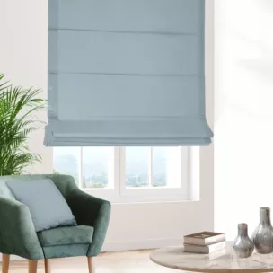 Roleta rzymska niebieska z gładkiej tkaniny typu dimout