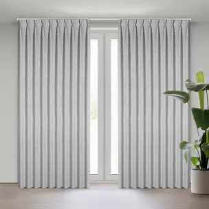 Zasłona srebrna o płóciennym splocie z efektem melanżu 125x270 cm system flex - JULA Eurofirany