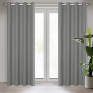 Zasłona szara o luźnym splocie w stylu cottage core 140x250 cm przelotka LIDIA Eurofirany
