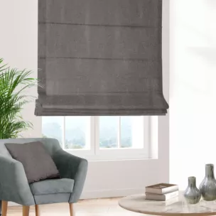 Roleta rzymska VEGAS grafitowa z gładkiej, zaciemniającej tkaniny z wyraźnym splotem