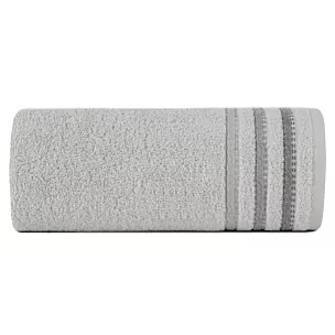 Ręcznik do rąk 30x50 cm bawełniany kolor jasnopopielaty z klasyczną bordiurą w paski 500 g/m2 IRENE Eurofirany