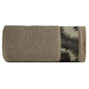 Ręcznik do rąk 30x50 cm bawełniany kolor beżowy,czarny z designerską bordiurą 500 g/m2 EVA 24 Eva Minge Eurofirany