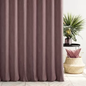 Zasłona szyta na taśmie 5 cm fioletowa z tkaniny o naturalnym splocie z efektem melanżu