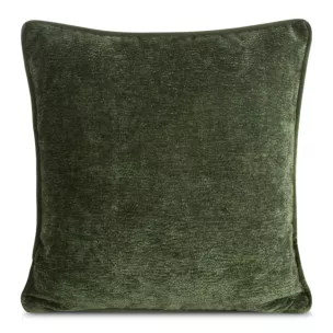 Poszewka na poduszkę 45x45 cm oliwkowa z szenilowej garbowanej tkaniny i wypustką na brzegach KLARA 02 Eurofirany