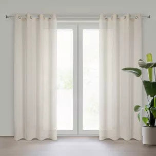 Zasłona beżowa o strukturze deszczyku z etaminy 140x250 cm przelotka ANGELICA Eurofirany