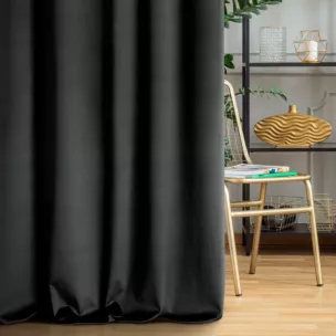 Zasłona szyta na taśmie fala ENYA czarna z miękkiej półmatowej tkaniny welwetowej