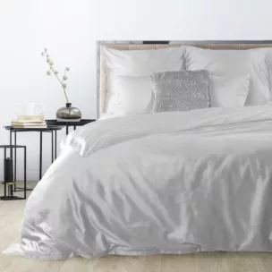 Pościel 220x200 cm gładka z satyny bawełnianej kolor jasnoszary DINA Diva Line Eurofirany
