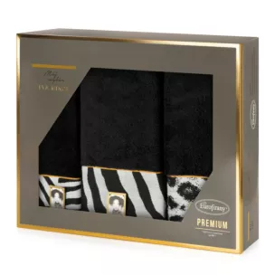 Zestaw ręczników bawełnianych 3 szt kolor czarny , biały 500 g/m2 Eva Minge Eurofirany