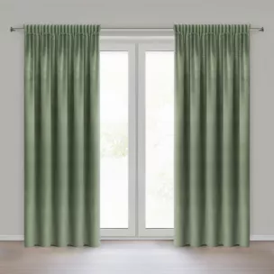 Zasłona oliwkowa z tkaniny welwetowej 135x300 cm taśma ROSA Design 91 Eurofirany