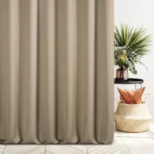 Zasłona szyta na taśmie fala jasnobrązowa z tkaniny o naturalnym splocie z efektem melanżu