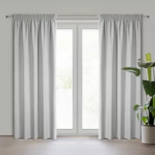 Zasłona srebrna z matowej gładkiej tkaniny 140x270 cm taśma RITA Eurofirany