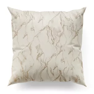 Poszewka szyta kremowo złocista z tkaniny welwetowej ze złotym marmurkowym nadrukiem