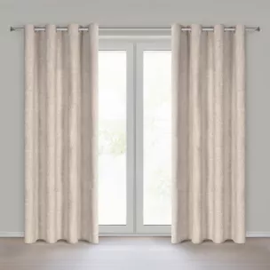 Zasłona beżowa z matowej tkaniny z widocznym naturalnym splotem 140x250 cm przelotka - ADELINA Eurofirany