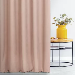 Zasłona szyta na taśmie fala ADESSA pudrowo różowa z miękkiej tkaniny o welurowej strukturze