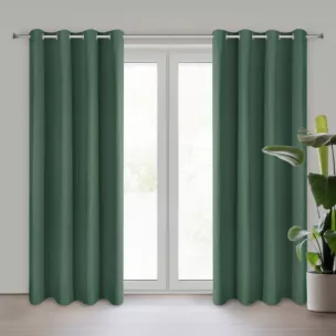 Zasłona ciemnozielona z gładkiej matowej tkaniny 140x250 cm przelotka ADARI Eurofirany