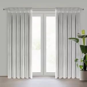 Zasłona srebrna z welwetu zdobiona welwetowymi guzikami 85x250 cm (wymiar podany na gotowo) szelki - ALITA Eurofirany