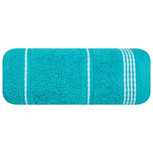 Ręcznik kąpielowy 50x90 cm bawełniany kolor turkusowy ze stębnowaną bordiurą 500 g/m2 MIRA Eurofirany