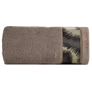 Ręcznik kąpielowy 70x140 cm bawełniany kolor ciemnobeżowy,czarny z designerską bordiurą 500 g/m2 EVA 24 Eva Minge Eurofirany